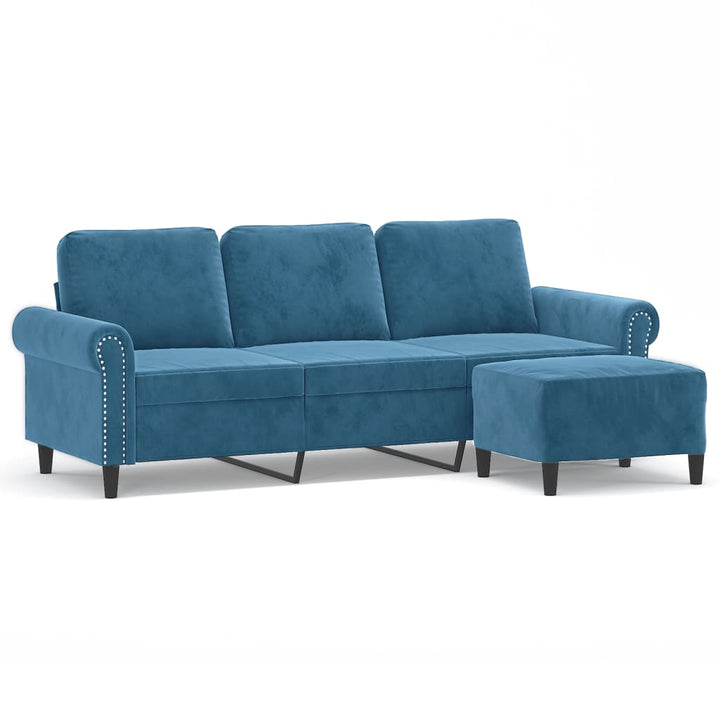 3-Sitssoffa Med Fotpall 180 Cm Sammet