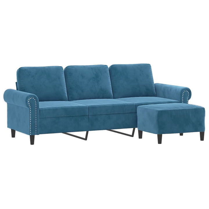 3-Sitssoffa Med Fotpall 180 Cm Sammet