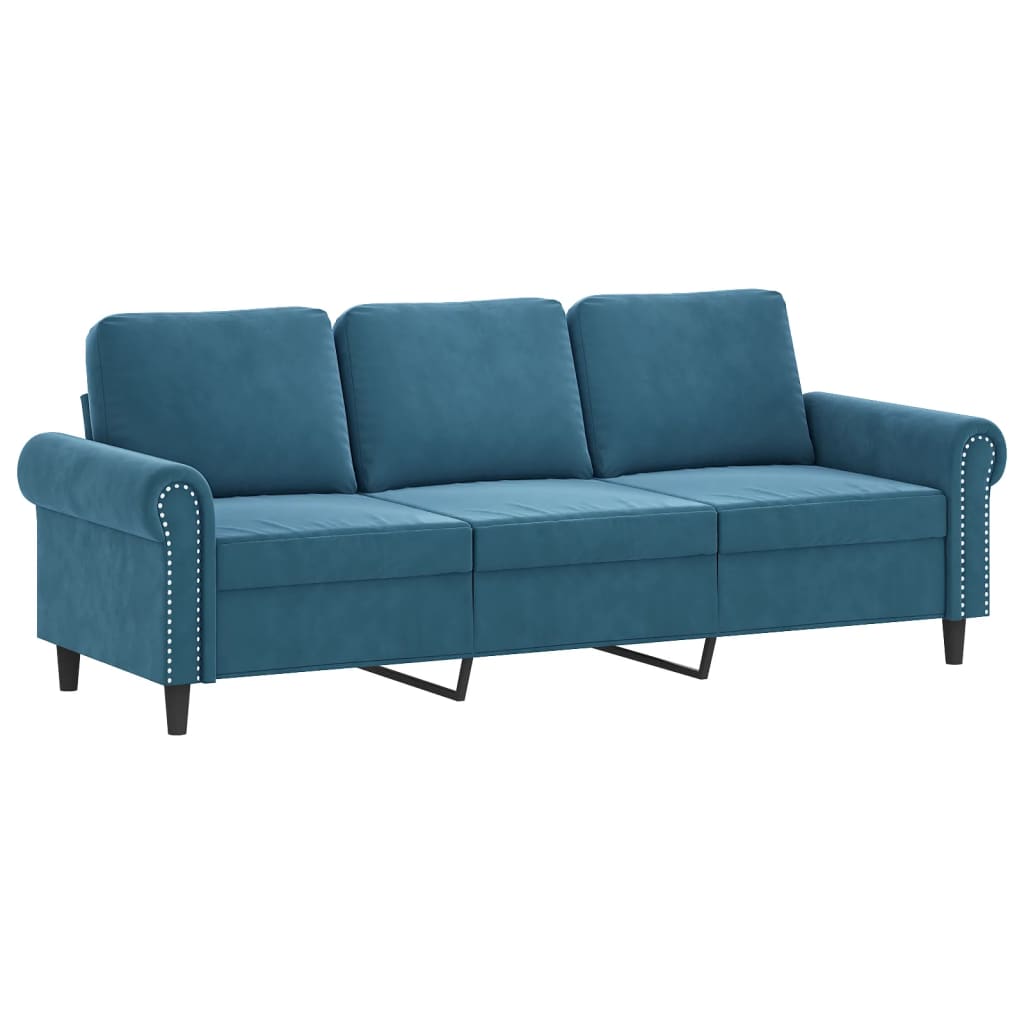 3-Sitssoffa Med Fotpall 180 Cm Sammet