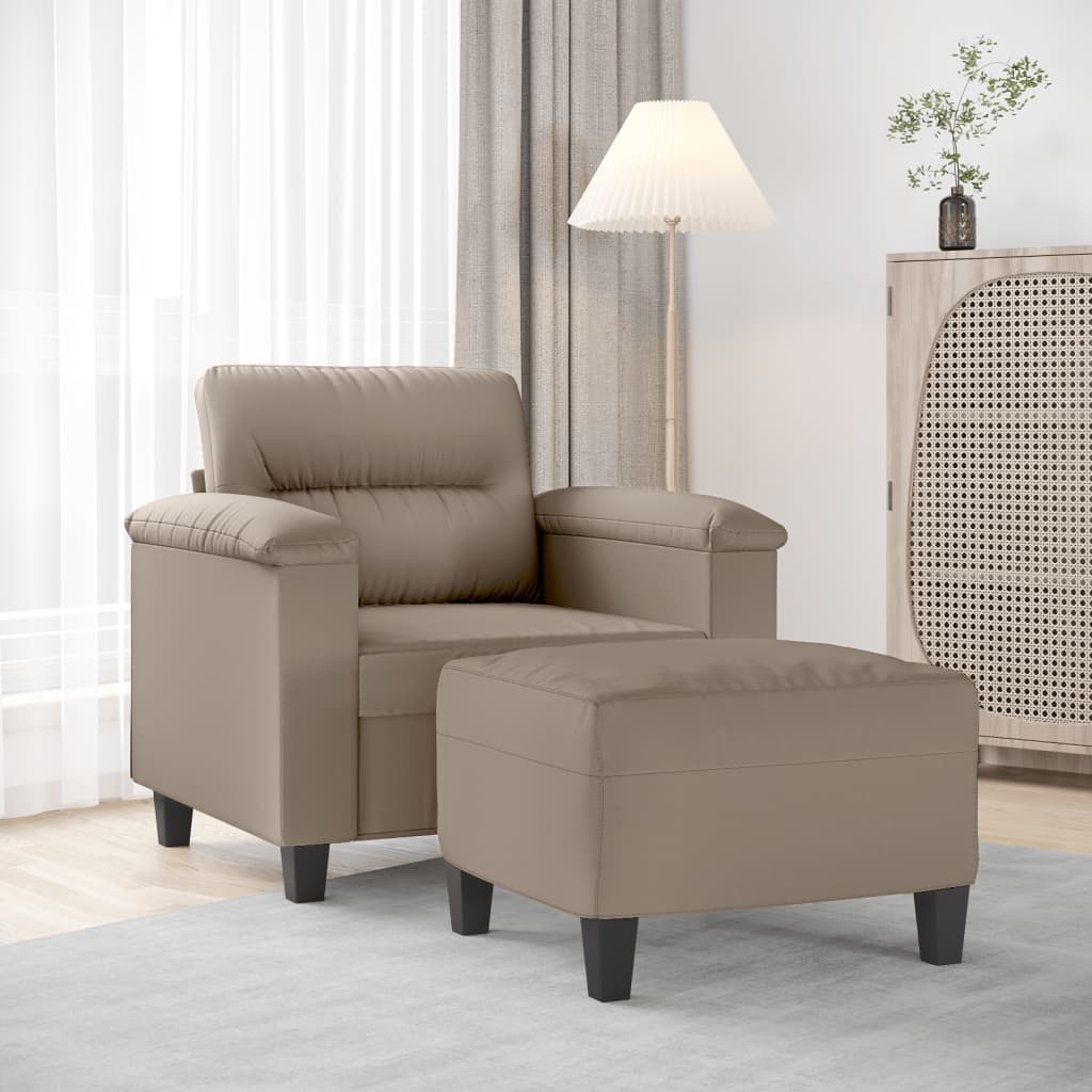 Fåtölj Med Fotpall 60 Cm Mikrofibertyg
