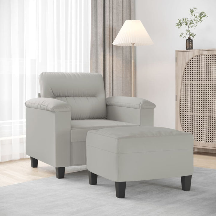 Fåtölj Med Fotpall 60 Cm Mikrofibertyg