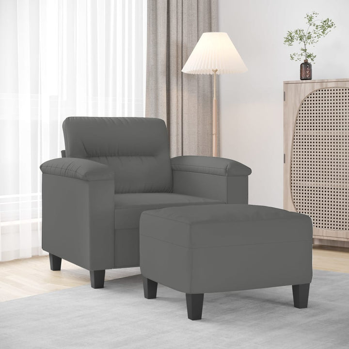 Fåtölj Med Fotpall 60 Cm Mikrofibertyg