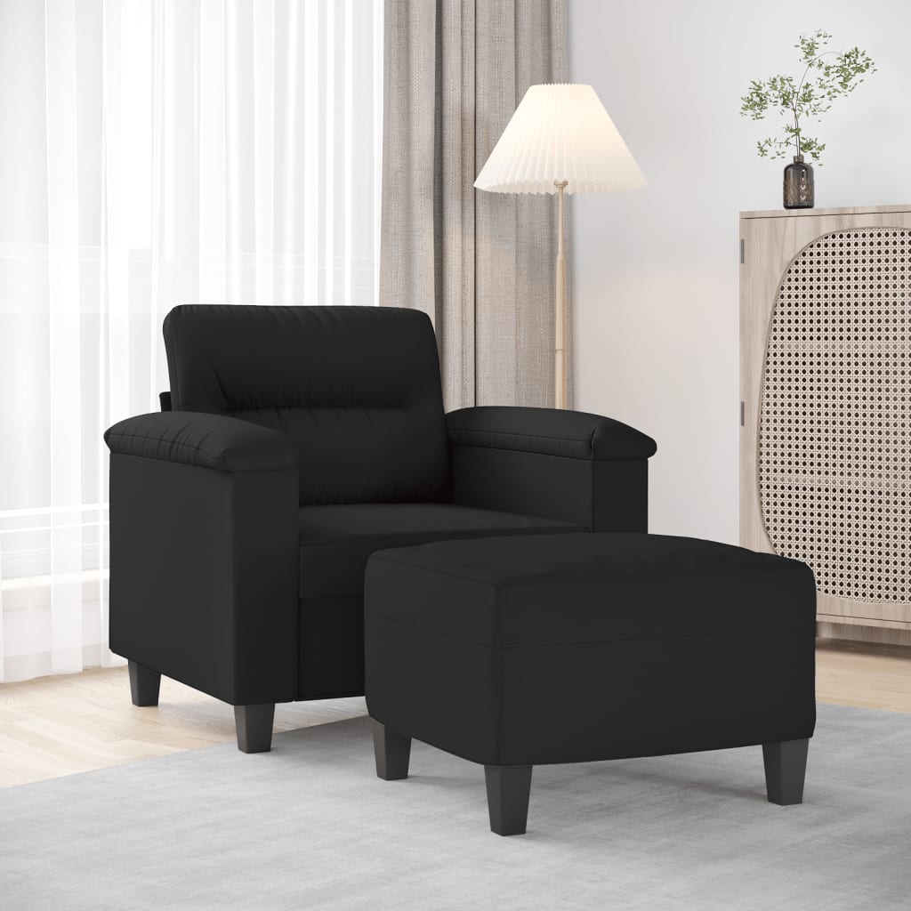 Fåtölj Med Fotpall 60 Cm Mikrofibertyg