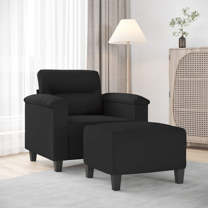 Fåtölj Med Fotpall 60 Cm Mikrofibertyg