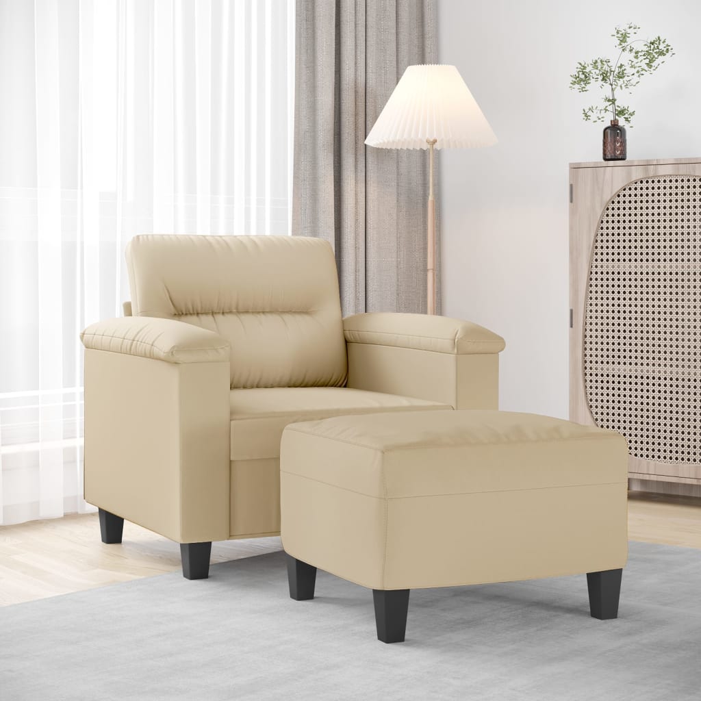 Fåtölj Med Fotpall 60 Cm Mikrofibertyg