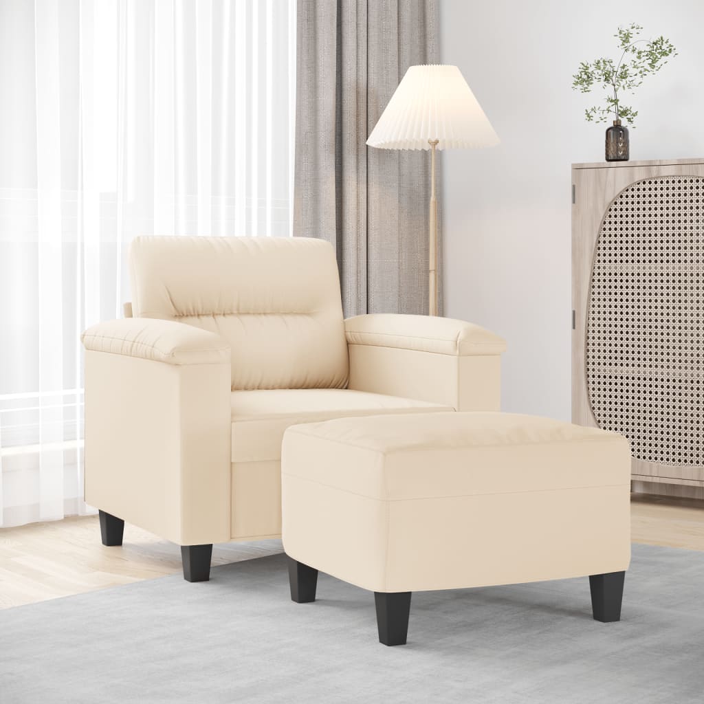 Fåtölj Med Fotpall 60 Cm Mikrofibertyg