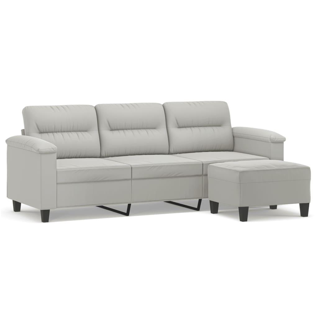 3-Sitssoffa Med Fotpall 180 Cm Mikrofibertyg