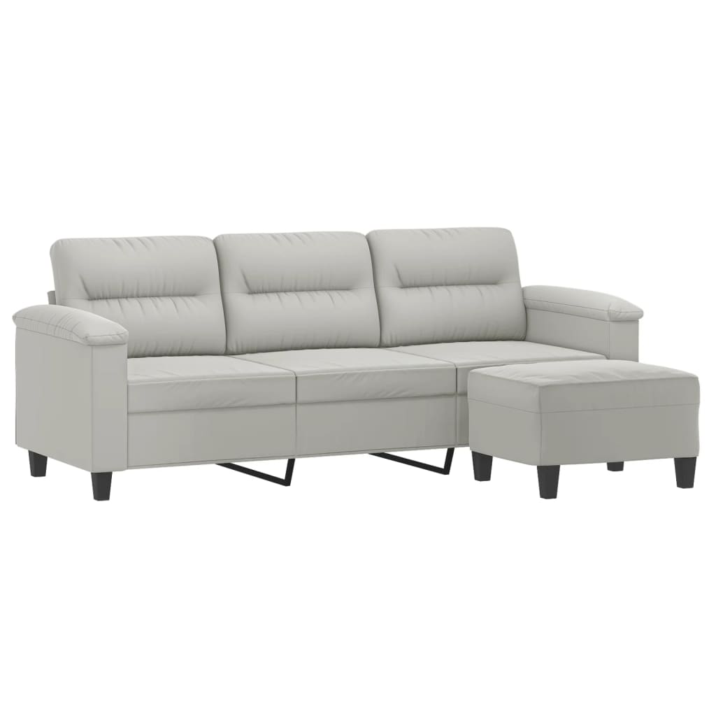 3-Sitssoffa Med Fotpall 180 Cm Mikrofibertyg