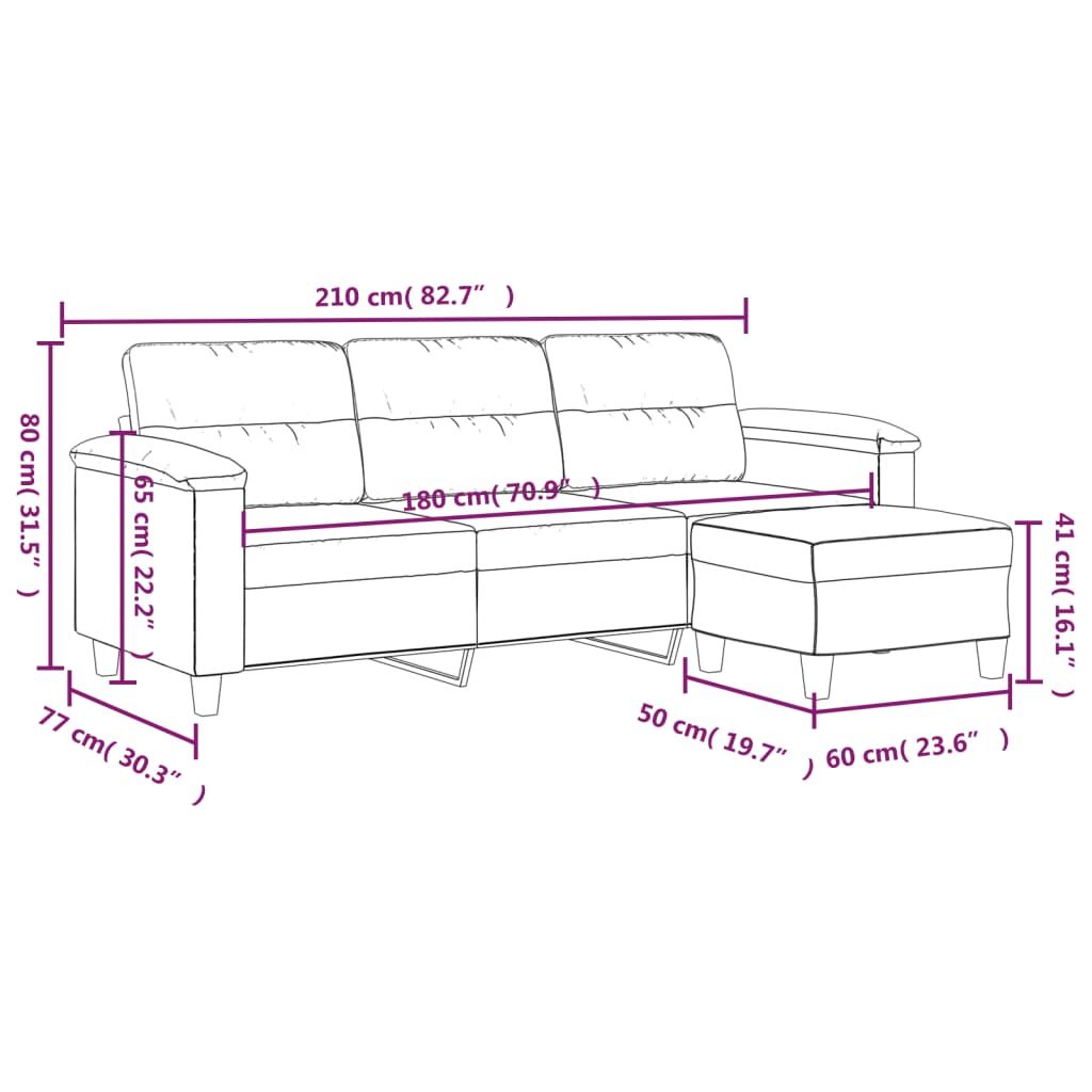 3-Sitssoffa 180 Cm Mikrofibertyg