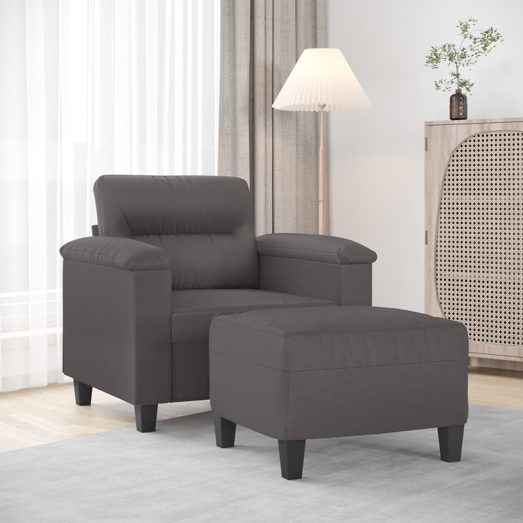 Fåtölj Med Fotpall 60 Cm Konstläder