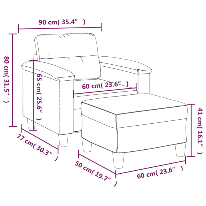 Fåtölj Med Fotpall 60 Cm Konstläder