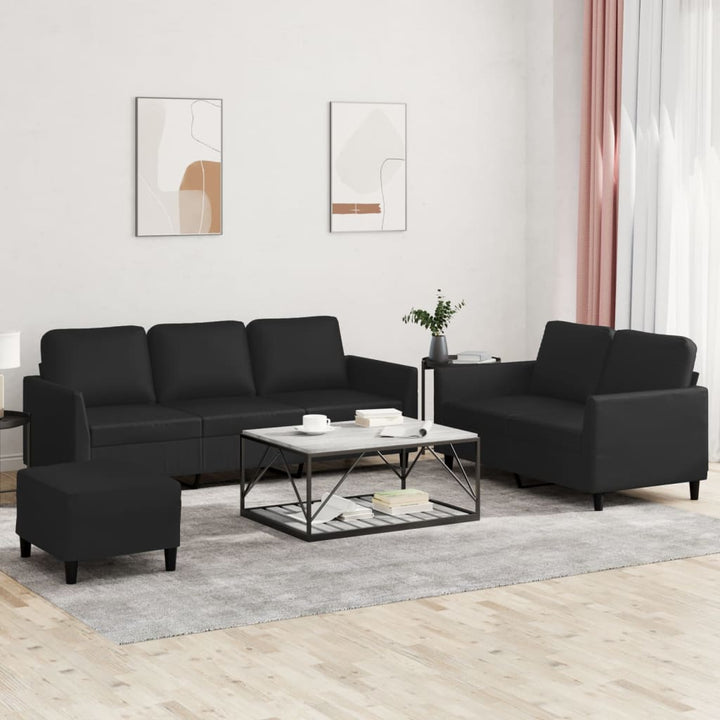 Soffgrupp Med Dynor 3 Delar Gräddvit Konstläder