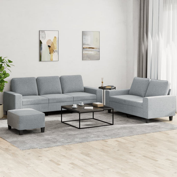 Soffgrupp 3 Delar Gräddvit Tyg