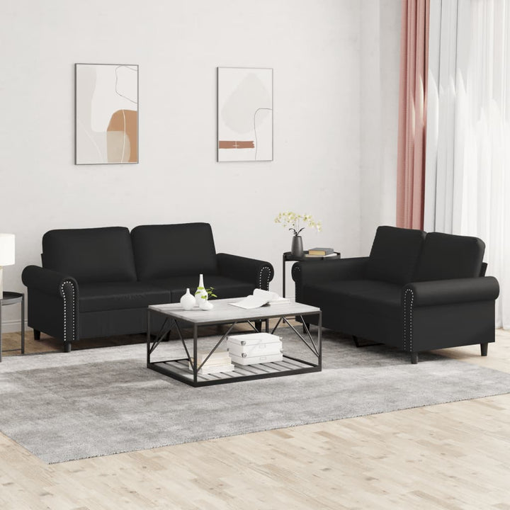 Soffgrupp Med Dynor 3 Delar Gräddvit Konstläder