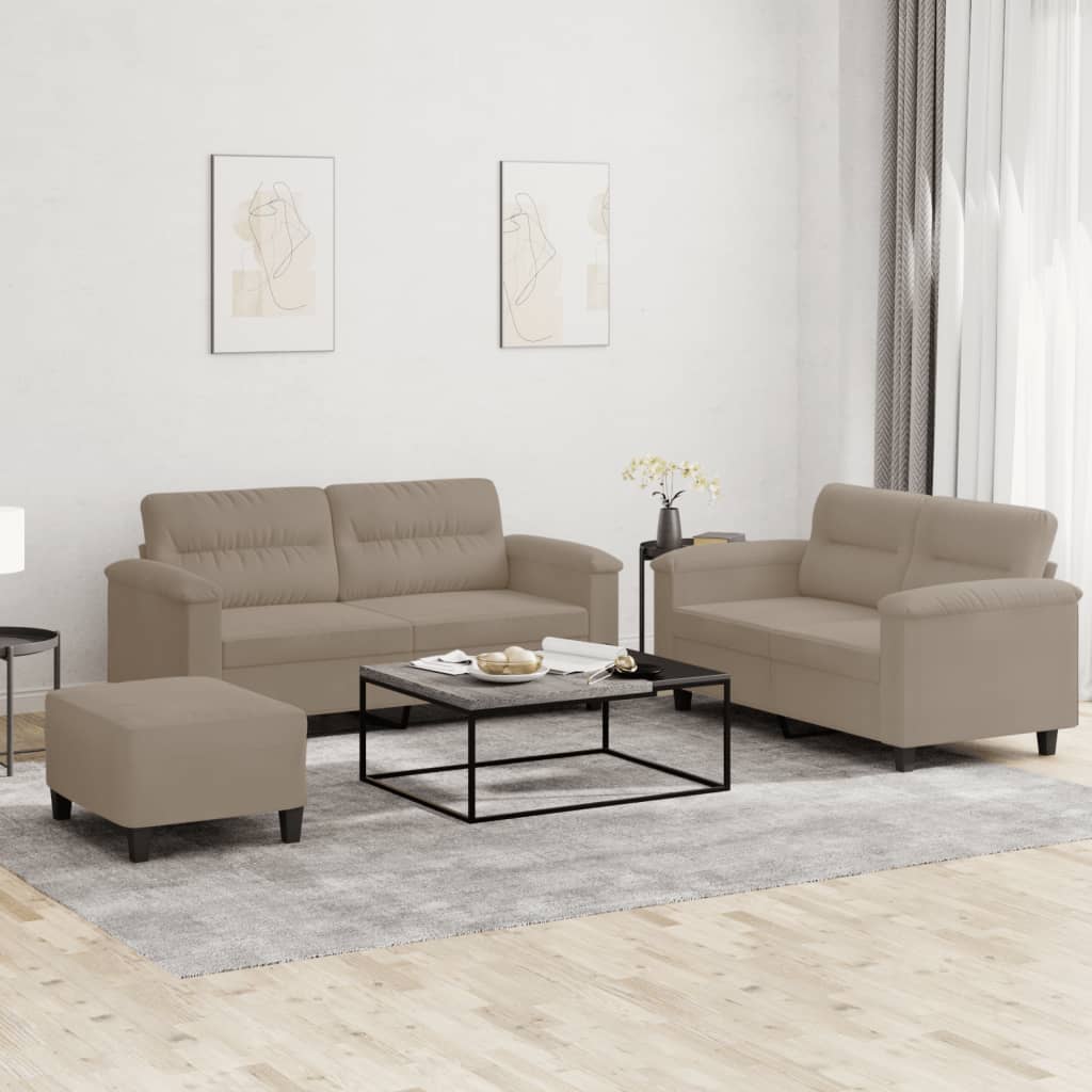 Soffgrupp Med Kuddar 3 Delar Mikrofibertyg