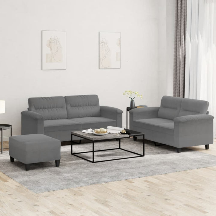 Soffgrupp Med Kuddar 3 Delar Mikrofibertyg