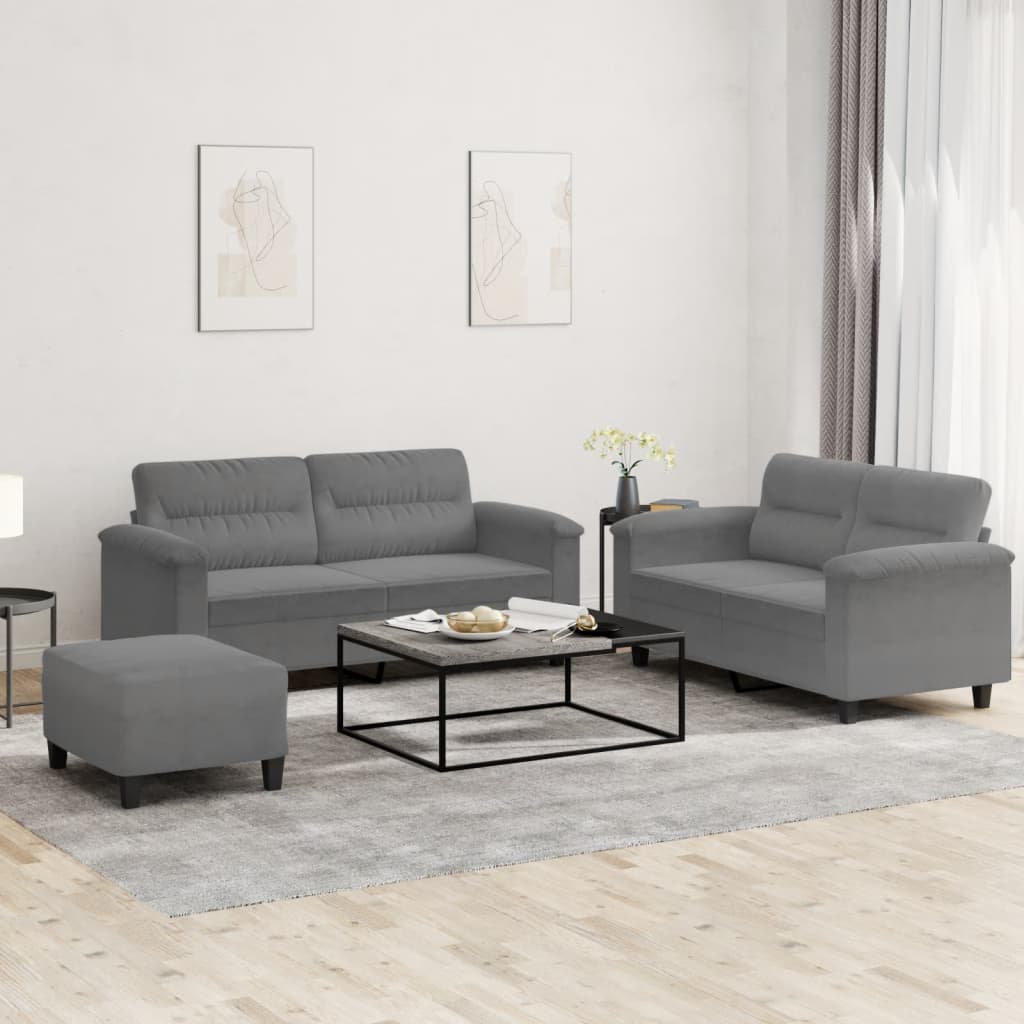 Soffgrupp Med Kuddar 3 Delar Mikrofibertyg