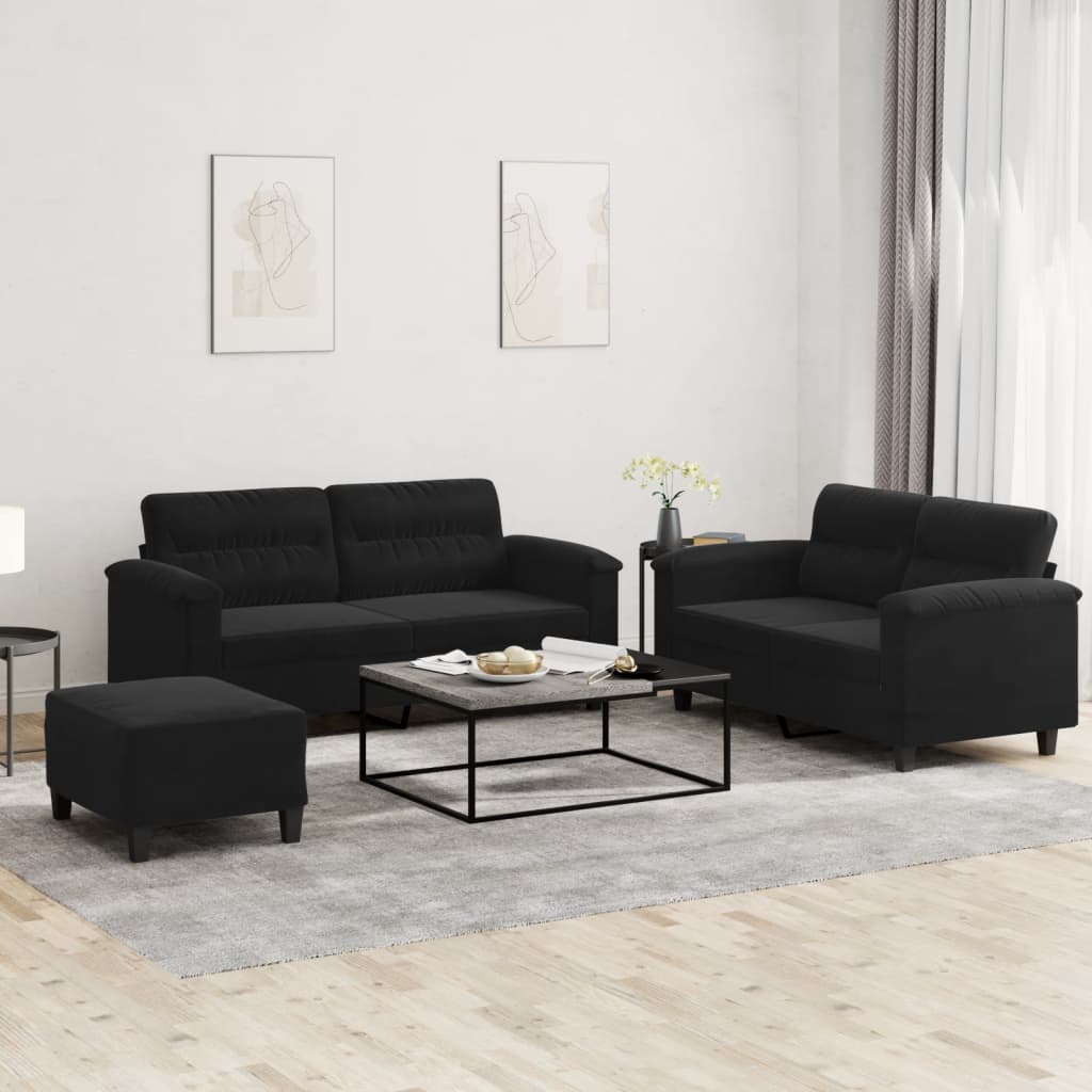 Soffgrupp Med Kuddar 3 Delar Mikrofibertyg