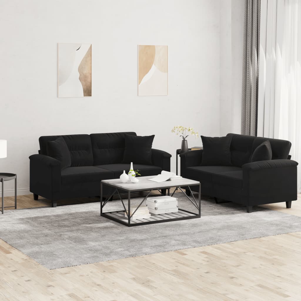 Soffgrupp Med Kuddar 3 Delar Mikrofibertyg