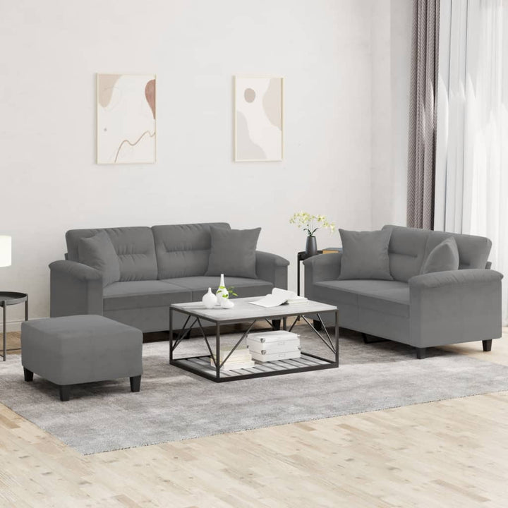Soffgrupp Med Kuddar 3 Delar Mikrofibertyg