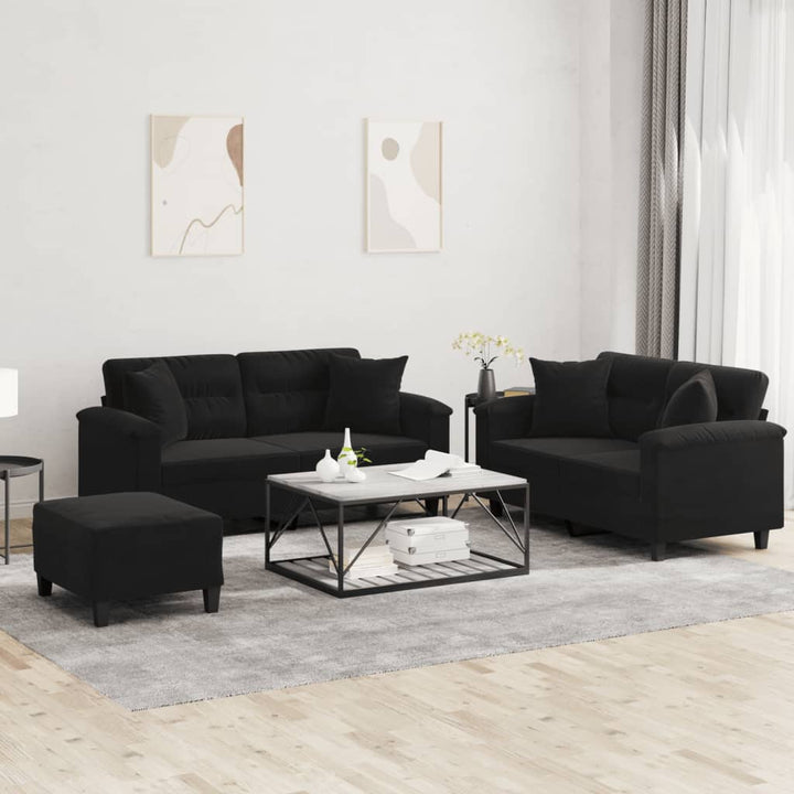 Soffgrupp Med Kuddar 3 Delar Mikrofibertyg
