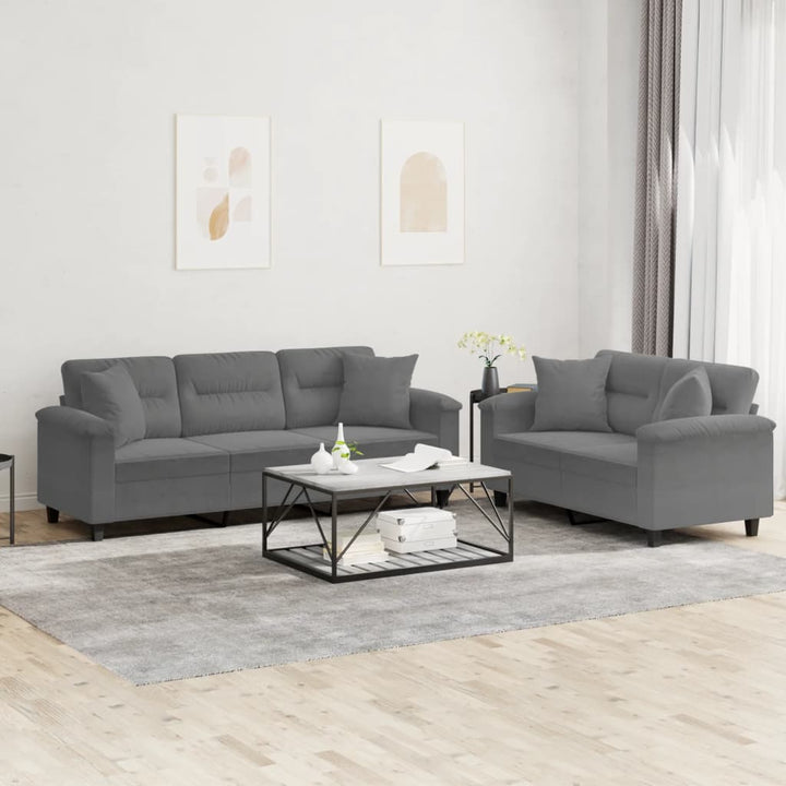 Soffgrupp Med Kuddar 3 Delar Mikrofibertyg
