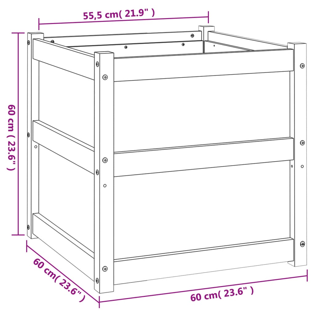 Odlingslåda 60X60X60 Cm Massiv Furu