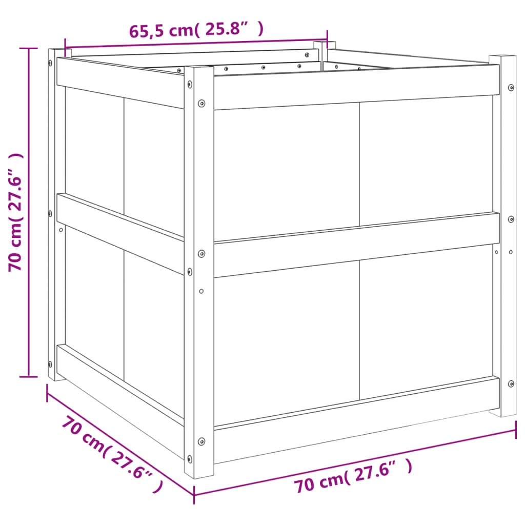 Odlingslåda 70X70X70 Cm Massiv Furu