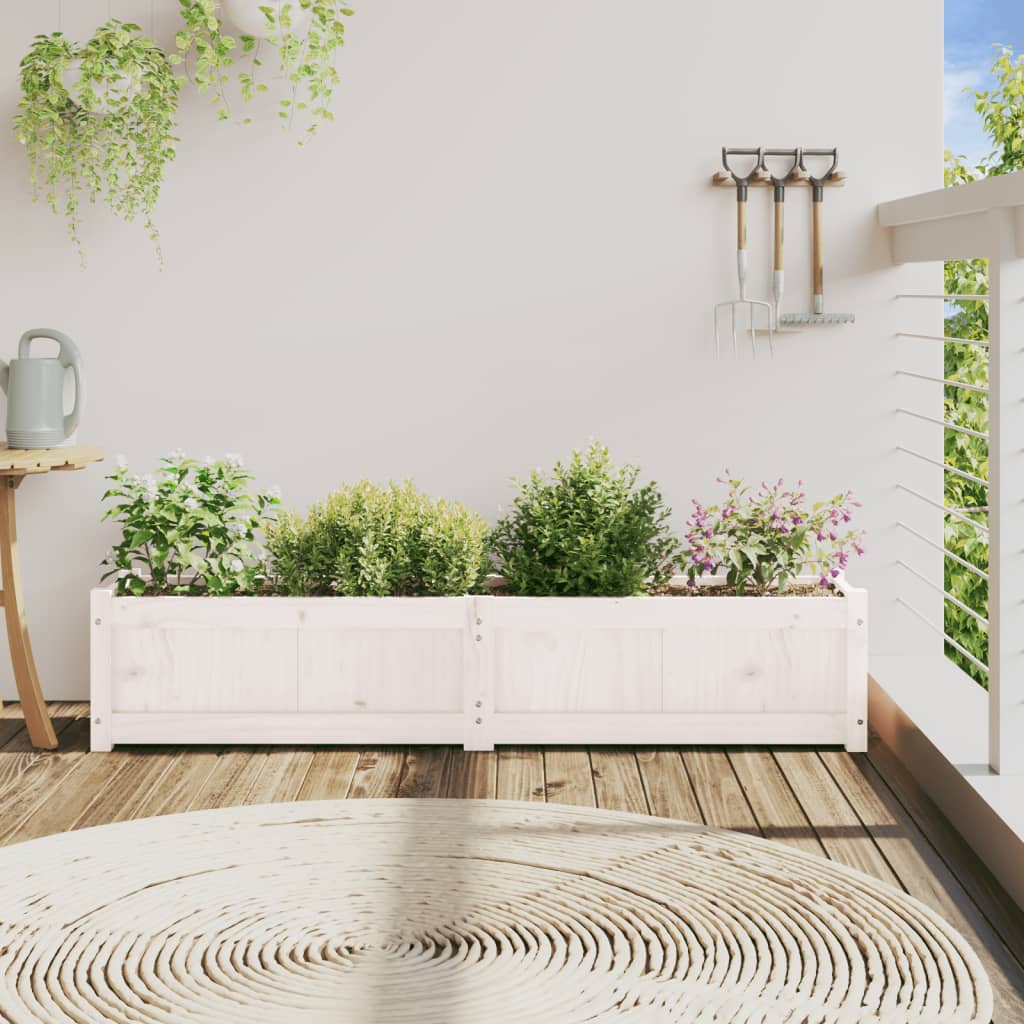 Odlingslåda Vit 150X31X31 Cm Massiv Furu
