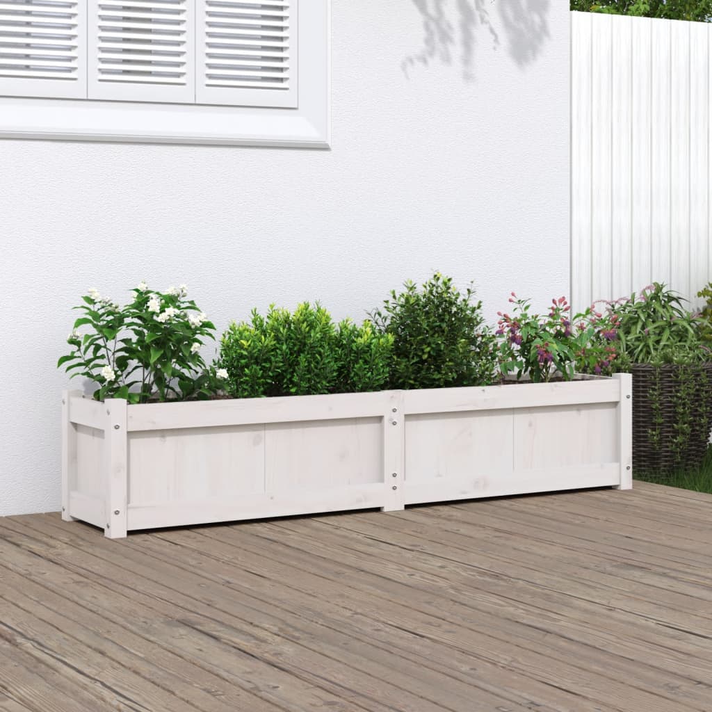 Odlingslåda Vit 150X31X31 Cm Massiv Furu