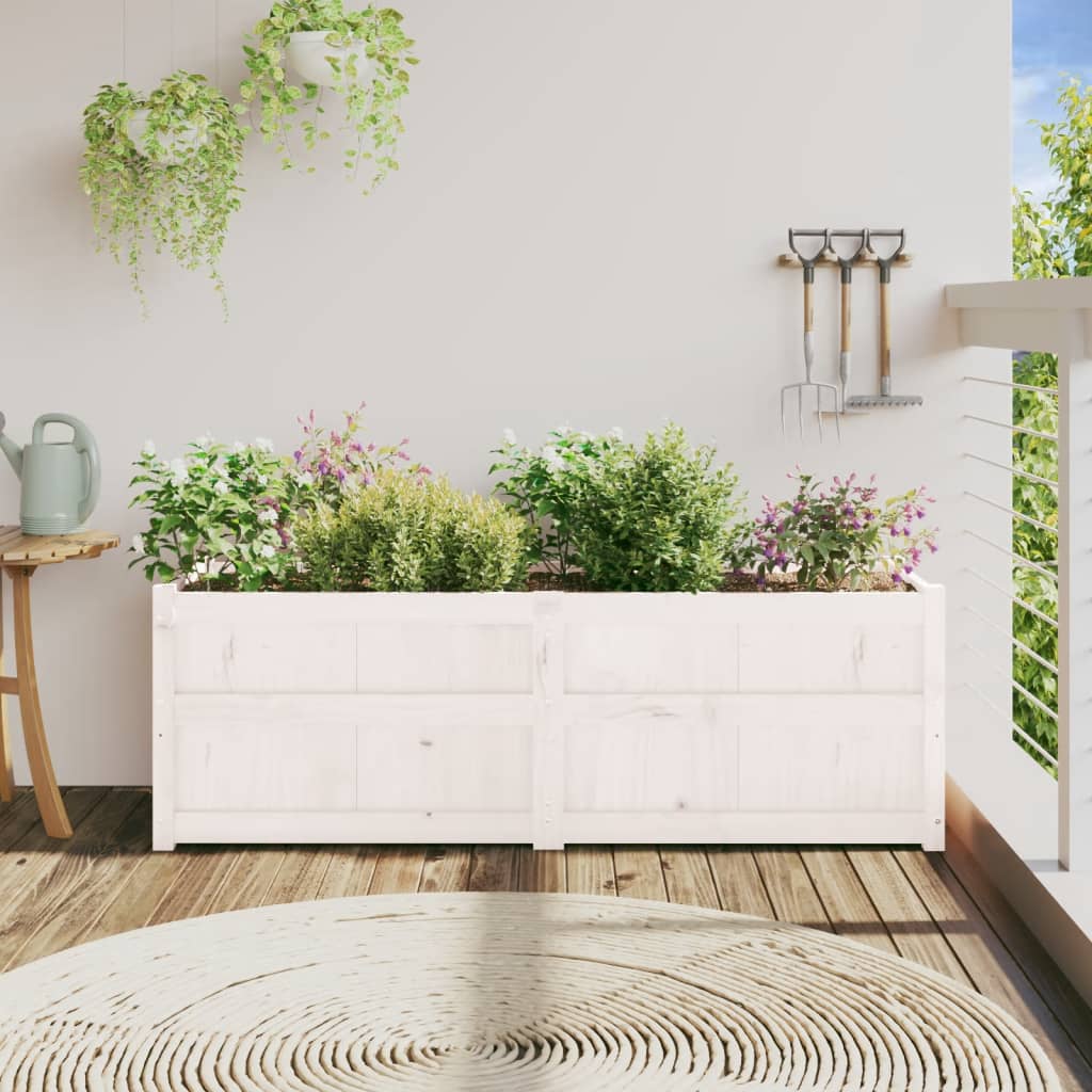 Odlingslåda 150X50X50 Cm Vit Massiv Furu