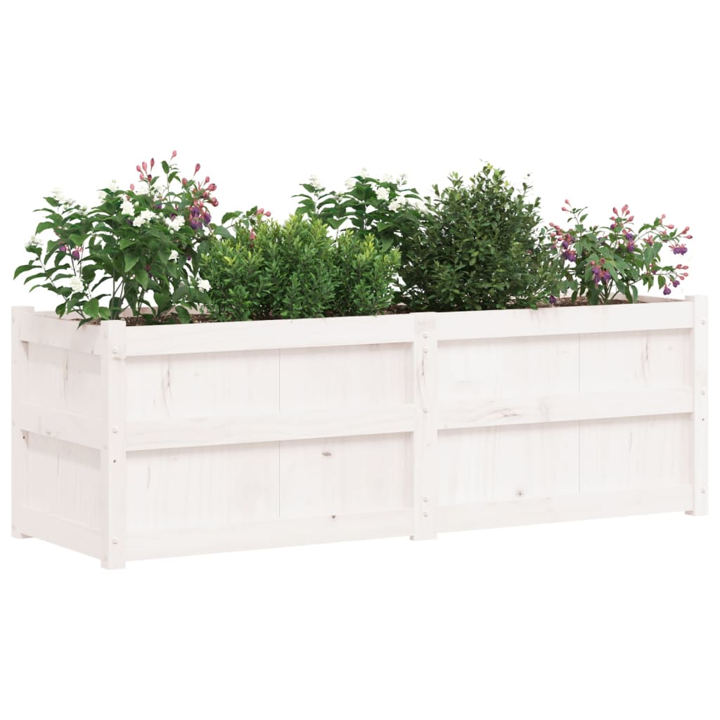 Odlingslåda 150X50X50 Cm Vit Massiv Furu