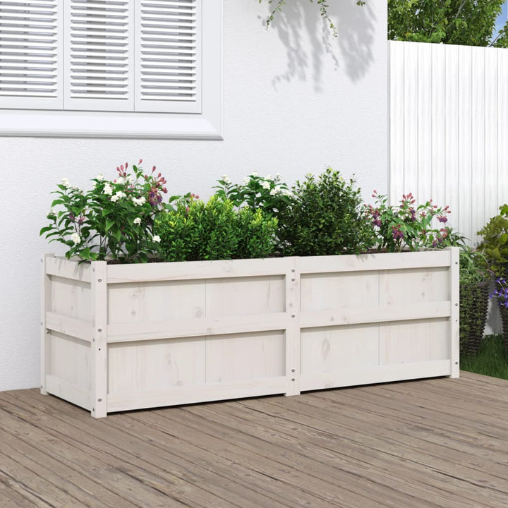 Odlingslåda 150X50X50 Cm Vit Massiv Furu