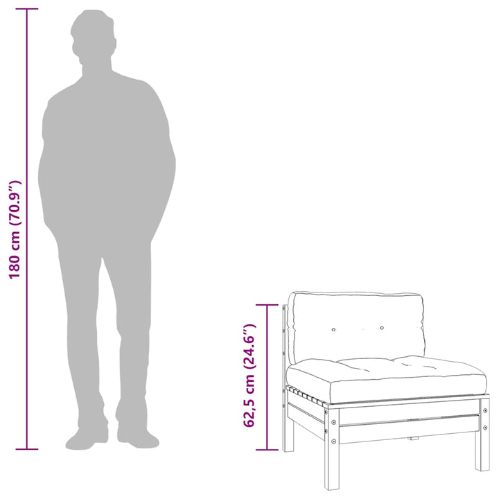 Trädgårdssoffa Utan Armstöd Med Dynor Impregnerad Furu