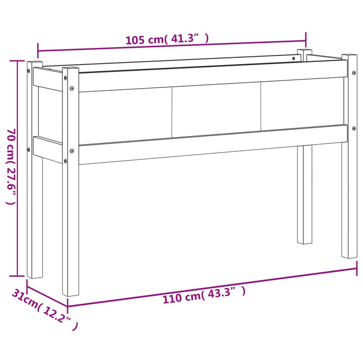 Odlingslåda Med Ben 110X31X70 Cm Impregnerat Furu