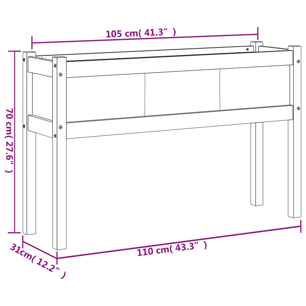 Odlingslåda Med Ben 110X31X70 Cm Impregnerat Furu