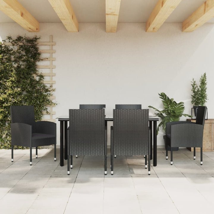 Matgrupp För Trädgården 5 Delar Svart Konstrottning &amp; Stål