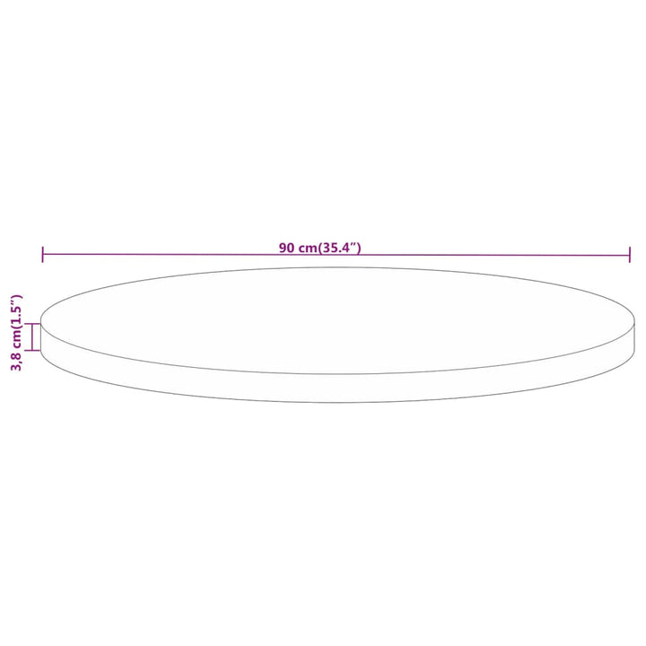 Bordsskiva Ø 90X3,8 Cm Rund Massivt Grovt Mangoträ