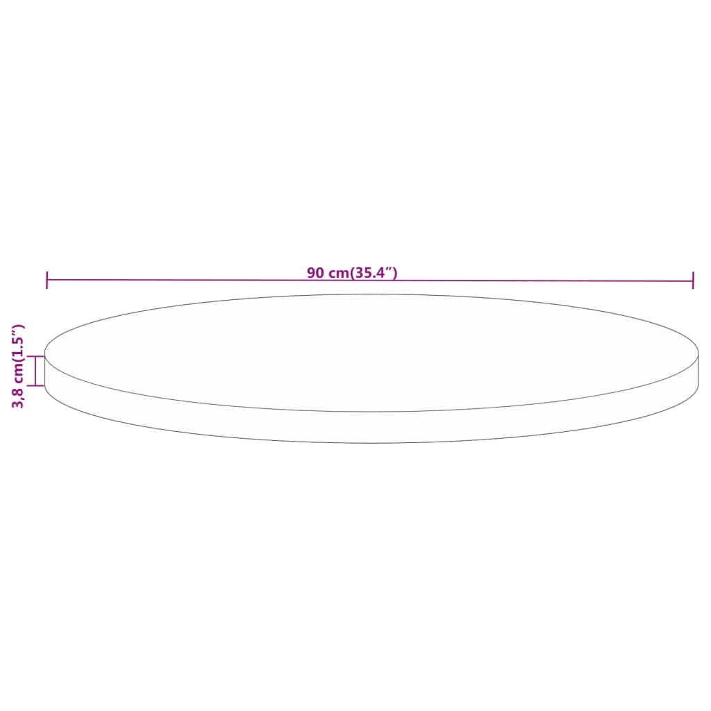 Bordsskiva Ø 90X3,8 Cm Rund Massivt Grovt Mangoträ