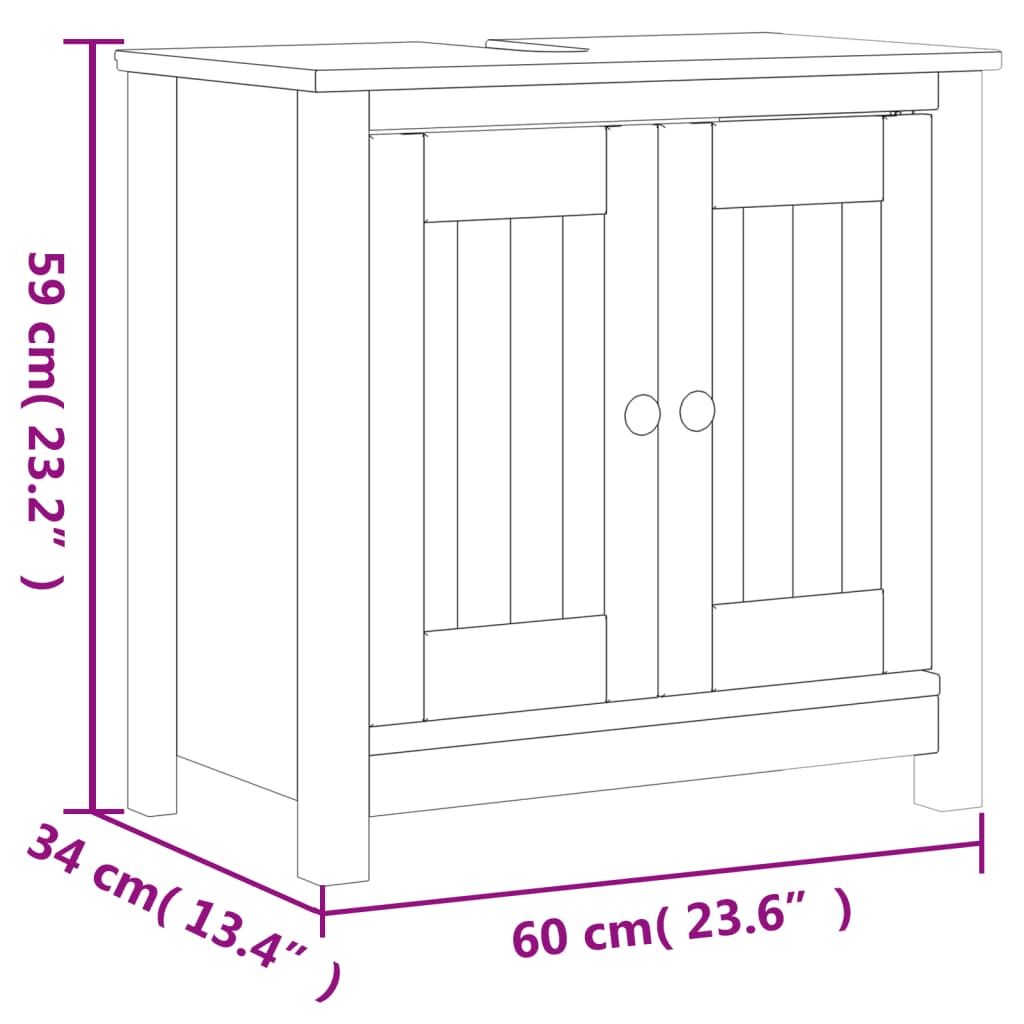 Tvättställsskåp Berg 60X34X59 Cm Massiv Furu