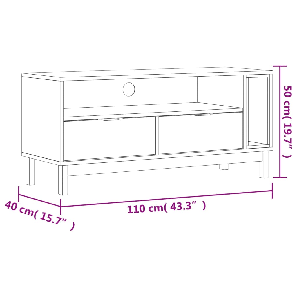 Tv-Bänk Flam 110X40X50 Cm Massiv Furu