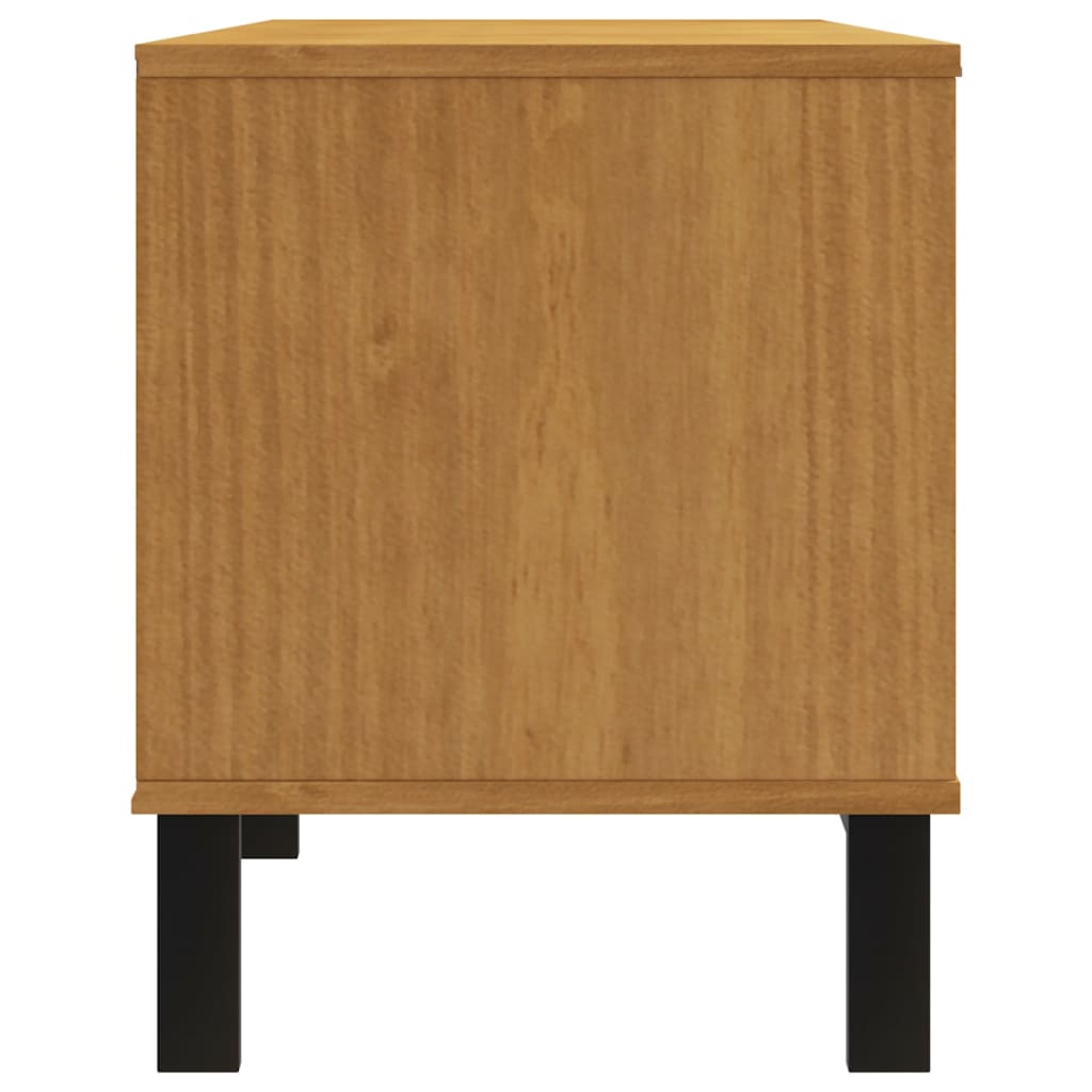 Tv-Bänk Med Glasdörr Flam 158X40X50 Cm Massiv Furu