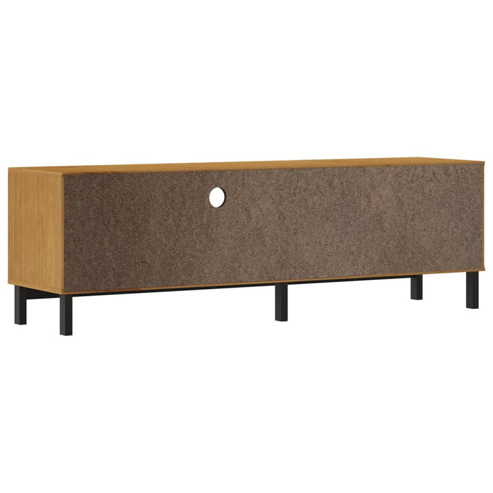 Tv-Bänk Med Glasdörr Flam 158X40X50 Cm Massiv Furu