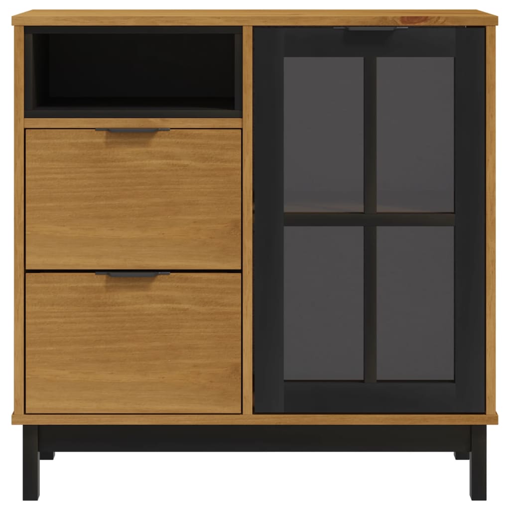 Skänk Med Glasdörrar Flam 80X40X80 Cm Massiv Furu