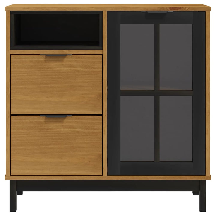 Skänk Med Glasdörrar Flam 80X40X80 Cm Massiv Furu