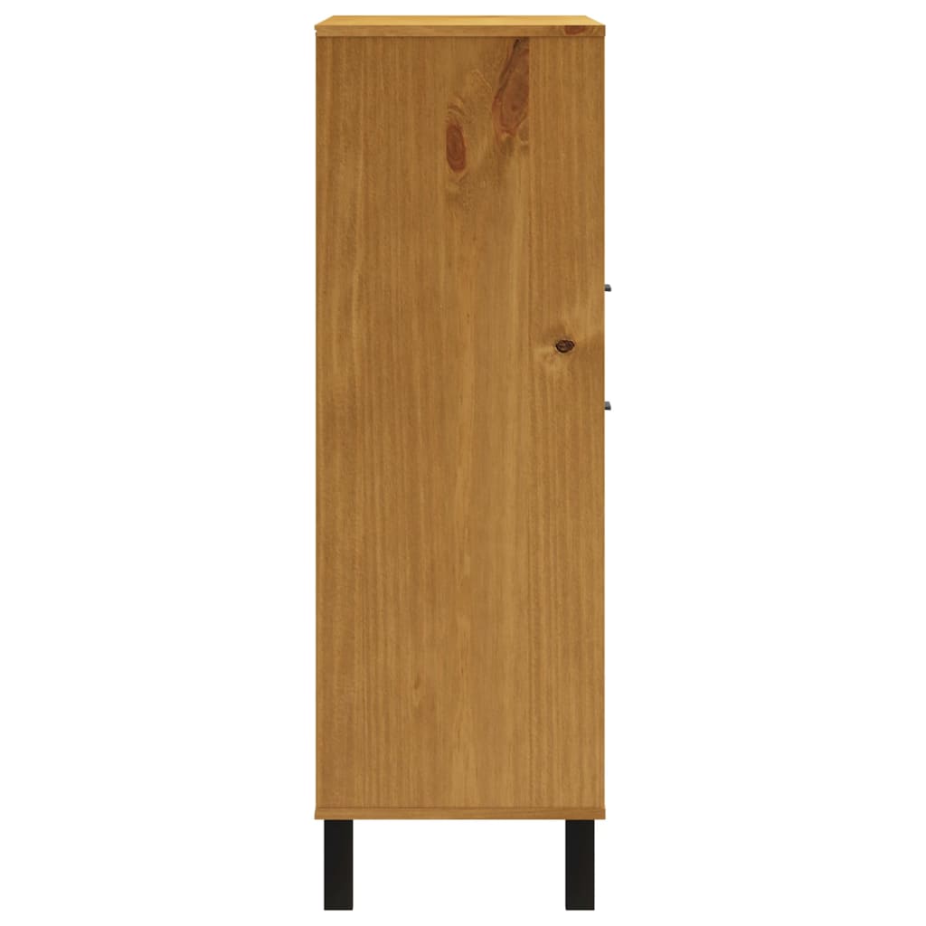 Högskåp Med Glasdörr Flam 92X40X122,5 Cm Massiv Furu