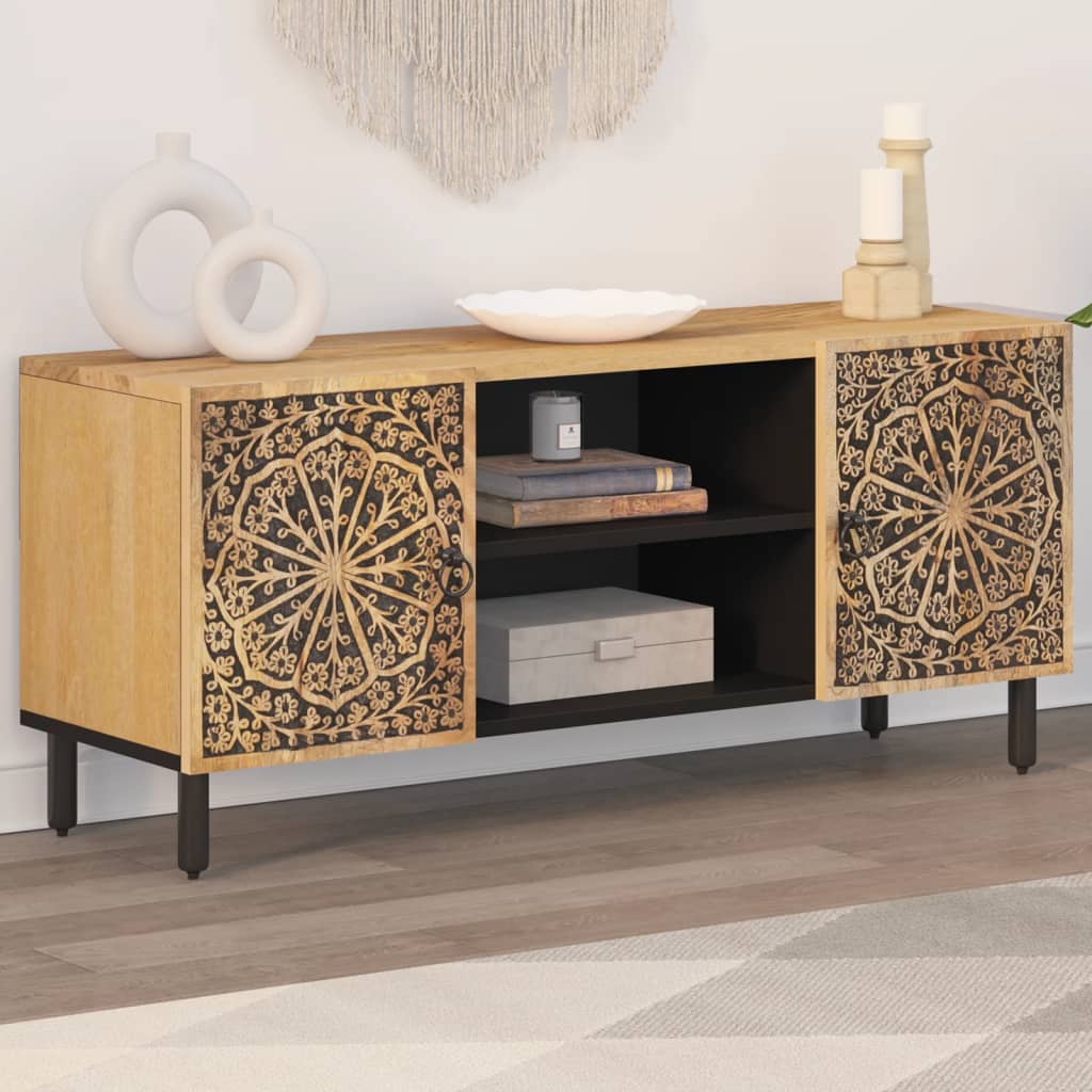 Tv-Bänk 105X33X46 Cm Massivt Mangoträ