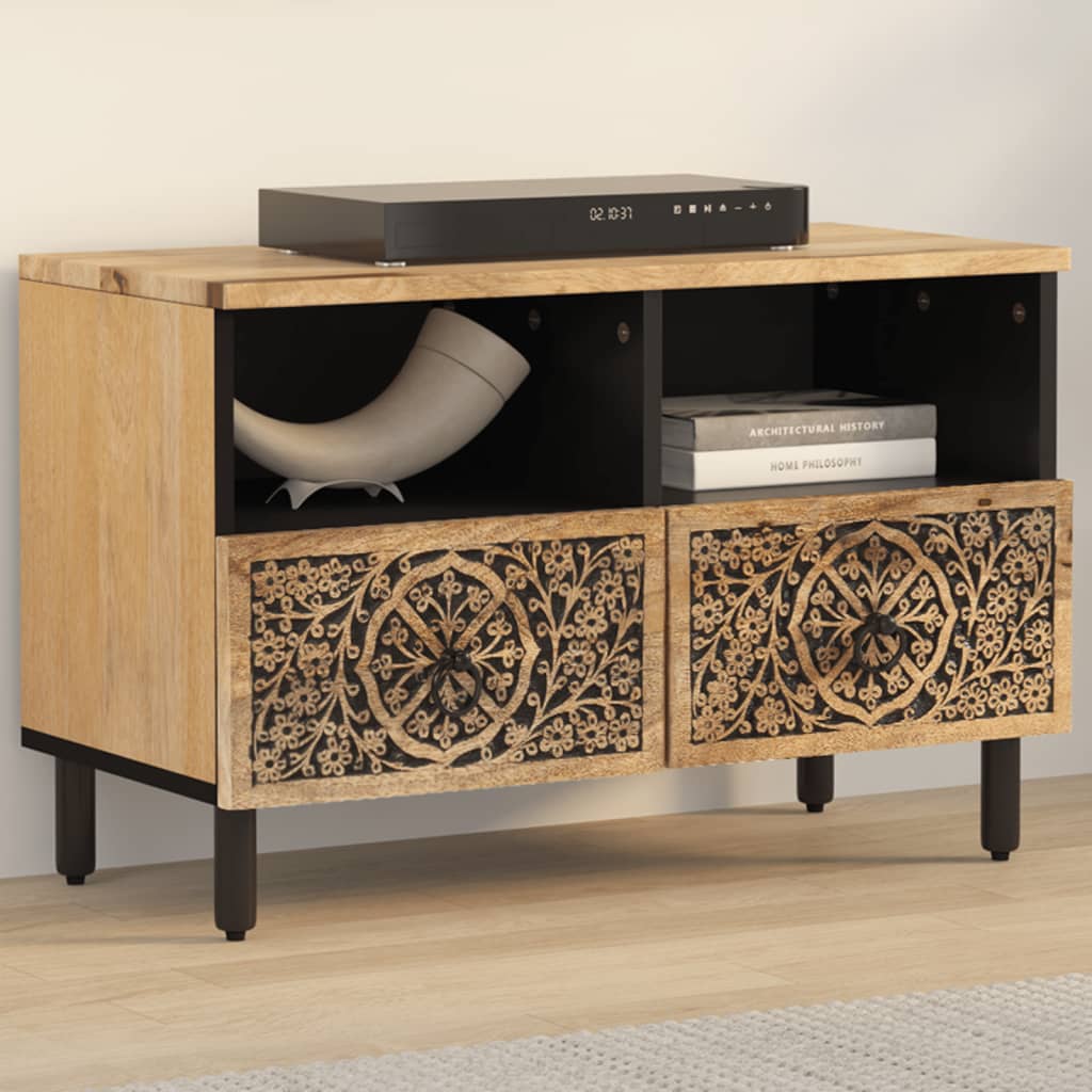 Tv-Bänk 70X33X46 Cm Massivt Mangoträ