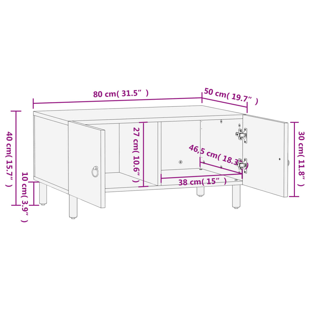 Soffbord 80X50X40 Cm Massivt Mangoträ