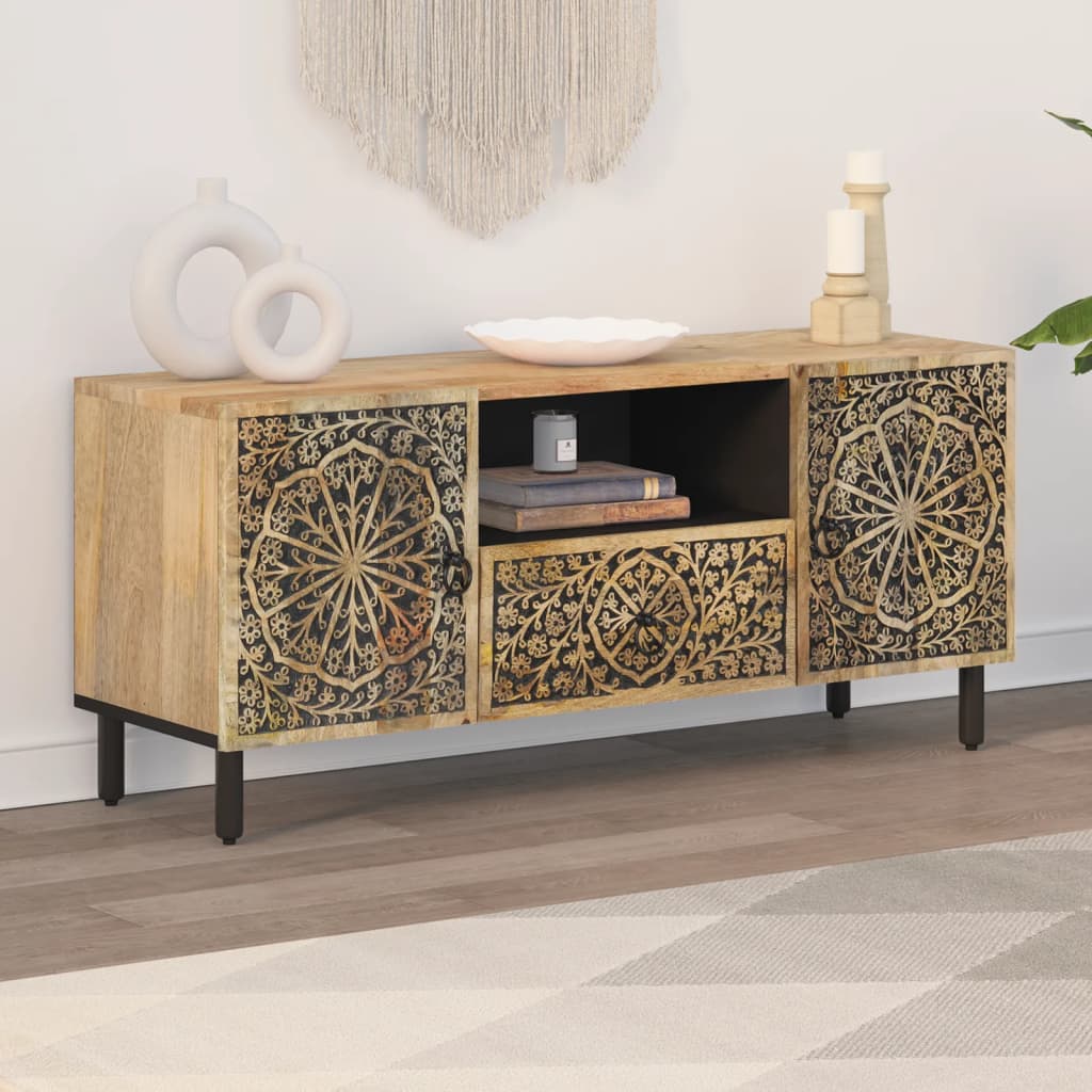 Tv-Bänk 105X33X46 Cm Massivt Mangoträ